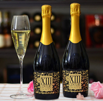 Étiquette de bouteille de champagne feuille d'or personnalisée blanc rouge en relief