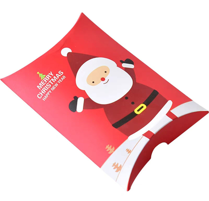 Cadeau de Noël en forme d'oreiller Boîtes de bonbons de Noël Carte blanche de la boîte-cadeau du Père Noël 250gsm